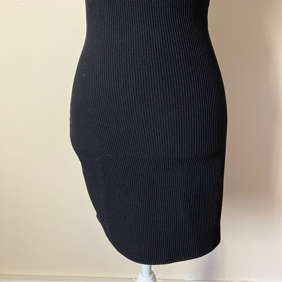 Aritzia Babaton Black Sleeveless Rib Knit Sleeveless Bodycon Mini Dress size Med - Picture 6 of 10